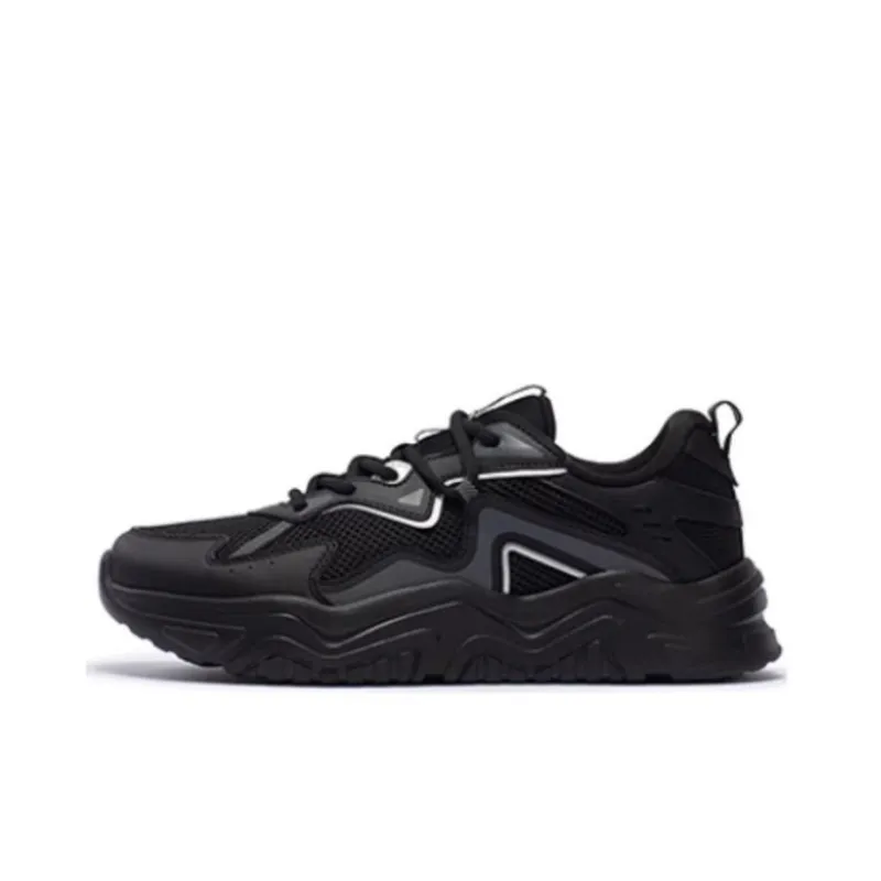361° Anti Slip Wear Resistant Low Top Chunky Sneakers Men's Black-0