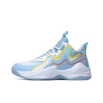 Meiretu Cushioned Wear Resistant Impact Resistant Mid Top Basketball Shoes Unisex Sky Blue