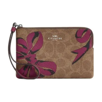 COACH Canvas Coated Canvas Clutch Mini Women's Tan & Multicolor