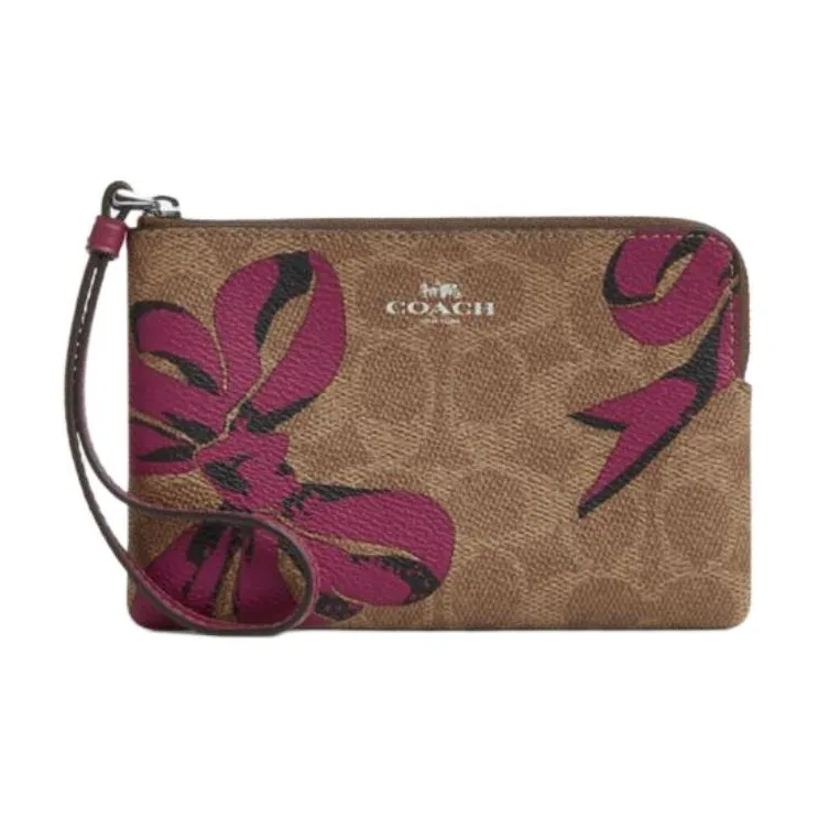 COACH Coated Canvas Clutch Mini Women's Tan & Multicolor-0