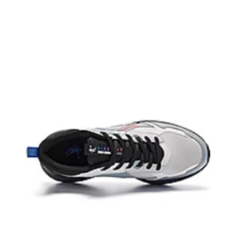 QIAODAN Anti Slip Wear Resistant Low Top Casual Running Shoes Men's Gray Black Blue-2