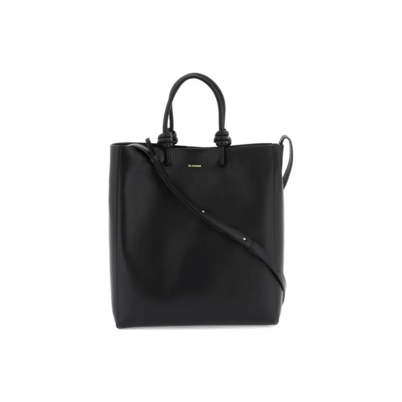 JIL SANDER Cow Leather Tote Bag Shopping Bag Shoulder Bag Handbag Women's Black-1
