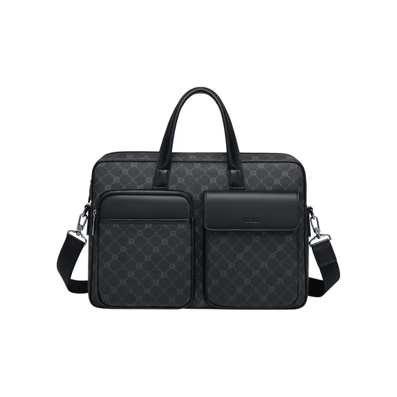 GOLF PVC One Shoulder Crossbody Portable Briefcase Regular Men's Gray & Black-0