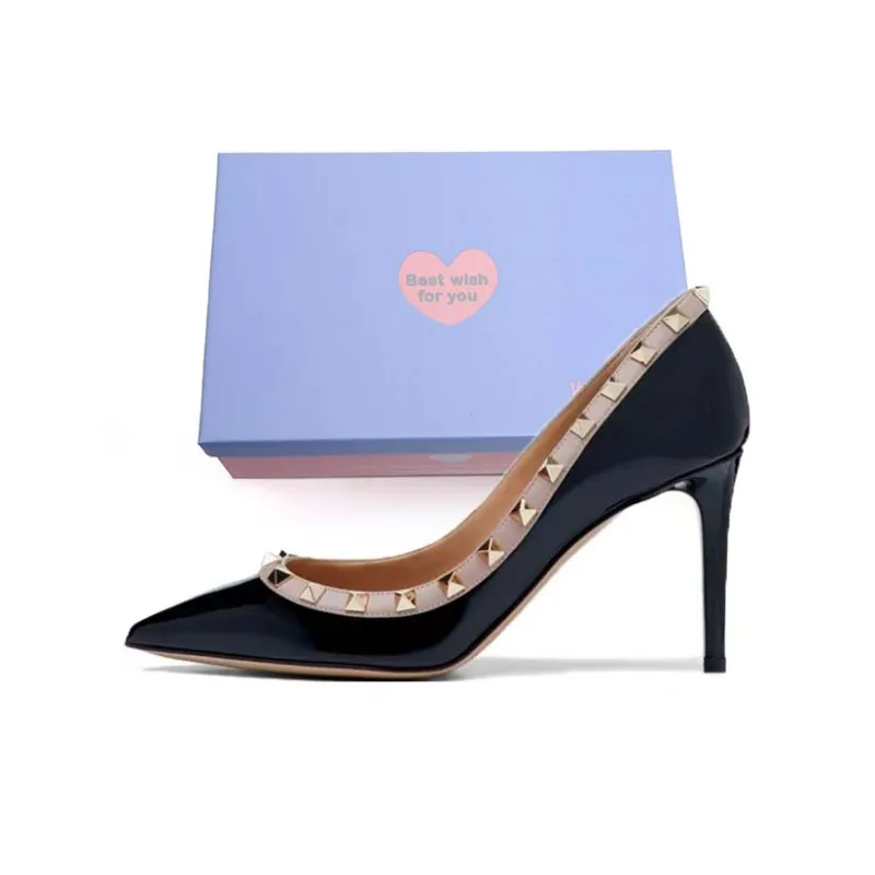 Xingdiman Slim Heel High Heels Women's Black Nude [ Gift Box Set ]-12