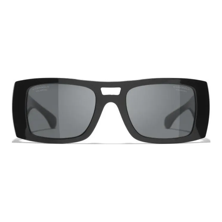 CHANEL Acetate Aviator Sunglasses Unisex Black-1