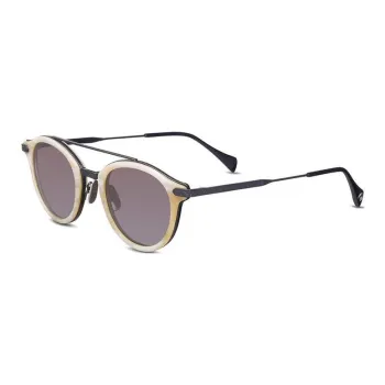 STEFANO RICCI Pure Titanium Buffalo Horn Zinc-Plated Rhodium Aviator Sunglasses Unisex Gold