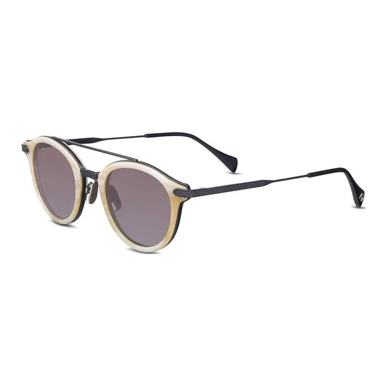 STEFANO RICCI Pure Titanium Buffalo Horn Zinc-Plated Rhodium Aviator Sunglasses Unisex Gold-0