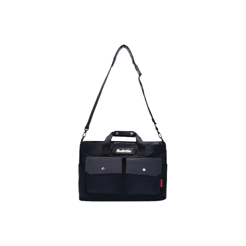 Subtle Nylon Handbag, Crossbody Bag Tubas Unisex Brown, Jasper, Black-8