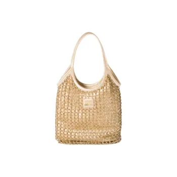 MIU MIU Ivy Silk One Shoulder Handbags Women's Gold