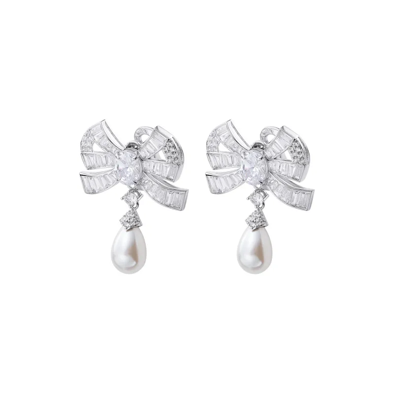 NANA JACQUELINE Brass Earrings Women's White-1