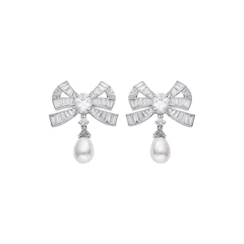 NANA JACQUELINE Brass Earrings Women's White