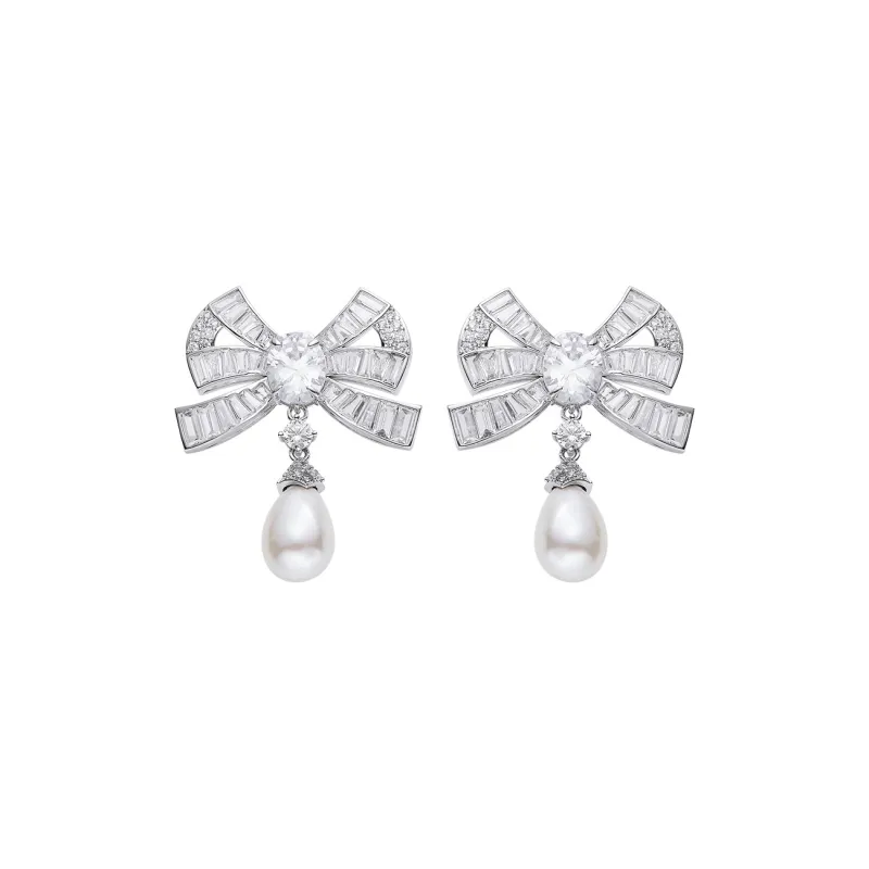 NANA JACQUELINE Brass Earrings Women's White-0