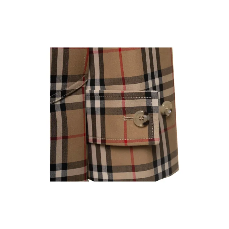 Burberry Check pattern Cotton Trench Coat-6