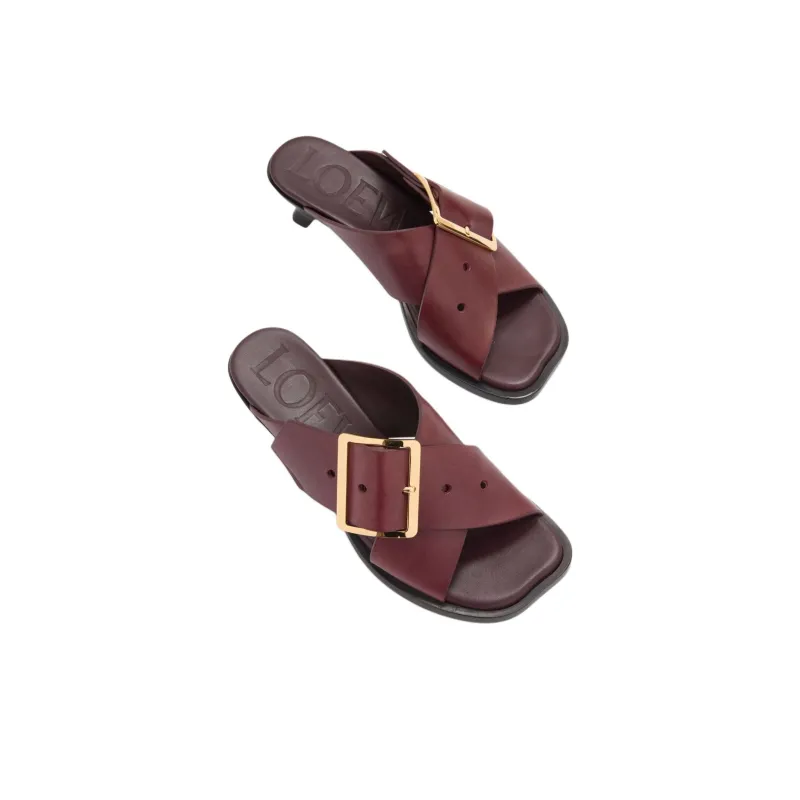 LOEWE Petal Slide Slippers 4cm Women's Burgundy-3