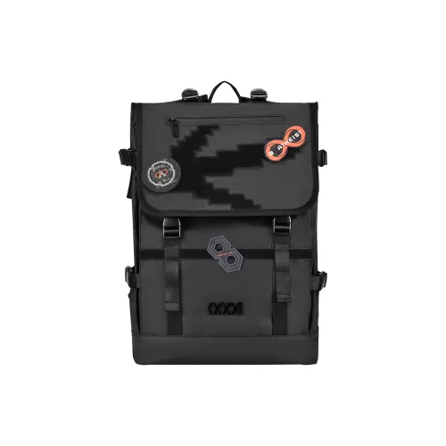 COEXISTENCE Polyester knit-detail Backpack Large Size Unisex Black