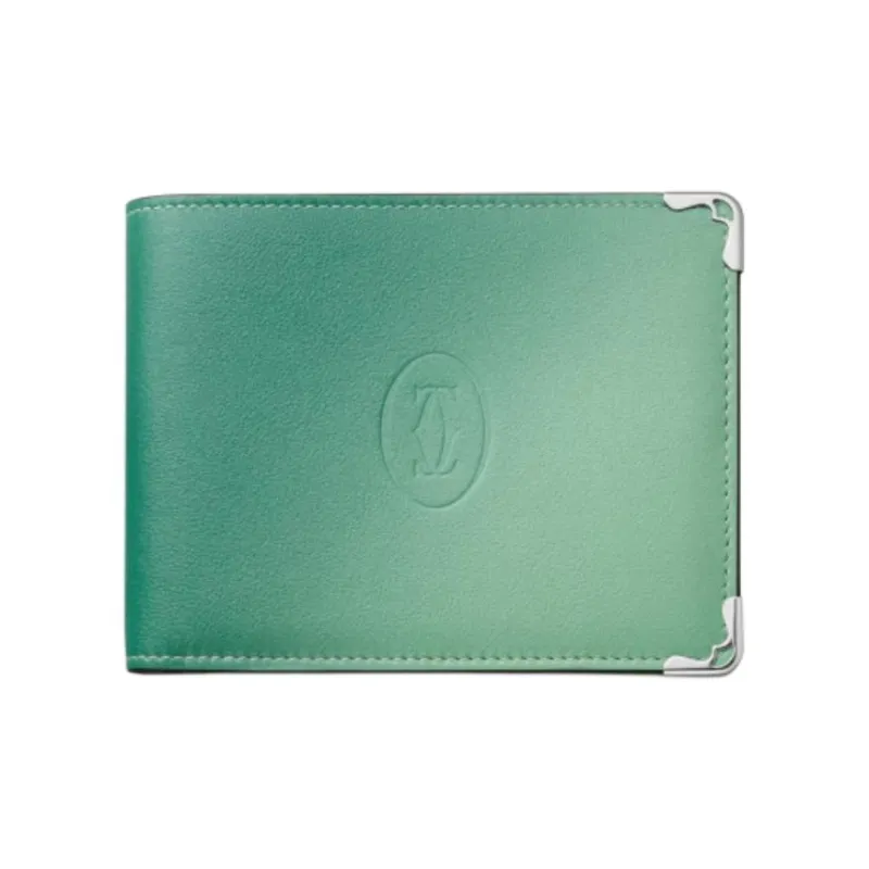 CARTIER Must De Cartier Calfskin Wallet Women's Gradient Leaf Green-0
