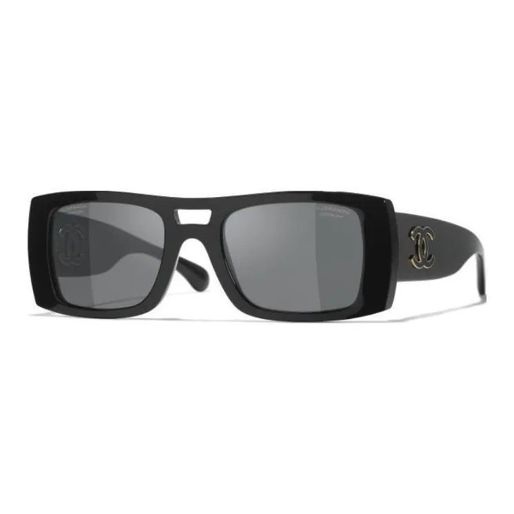 CHANEL Acetate Aviator Sunglasses Unisex Black-0