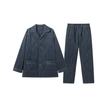 DAERLI Lapel Fall And Winter Pajama Set Men's Gray Blue