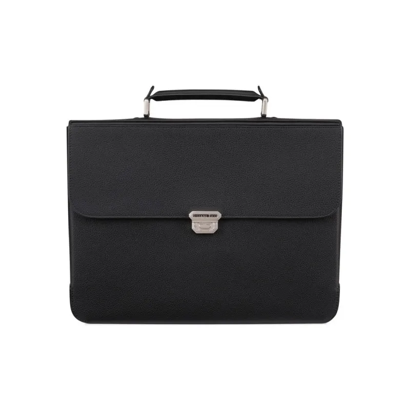 STEFANO RICCI Calfskin Leather Briefcases Men's Black-0
