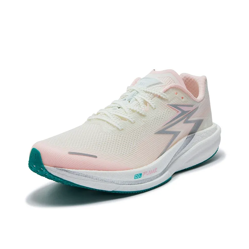 361° Cushioned Slip-Resistant Abrasion-Resistant Breathable Low-Top Running Shoes Unisex White Pink-1
