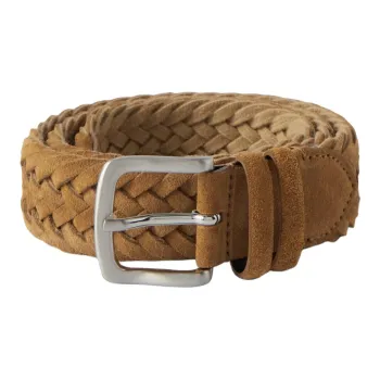 MR P Suede Suede Leather Leather Belts Men's Brown Width 3.5CM