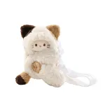 Three Flowers Cat Lambswool Bag-White