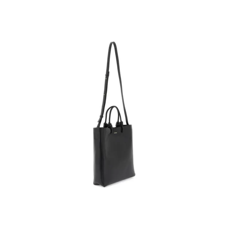 JIL SANDER Cow Leather Tote Bag Shopping Bag Shoulder Bag Handbag Women's Black-3