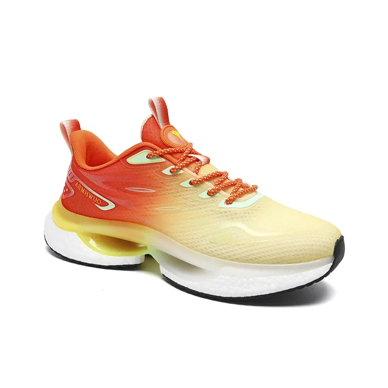 OUWENHEIMANBA Running Shoes Unisex Low Top Ice Orange/White Blue-5