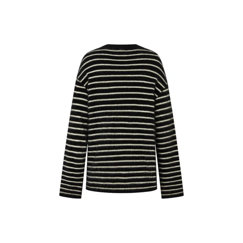 MOCO Sweater Women's Black White Stripes-1