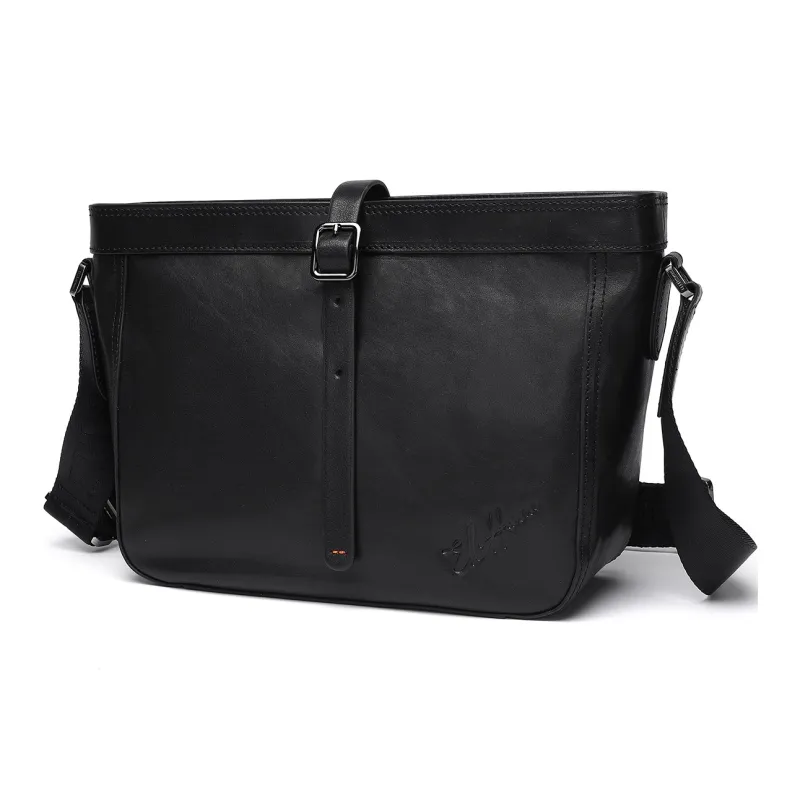 ELLE HOMME Top Grain Cow Leather Crossbody Bag Regular Men's Black-1