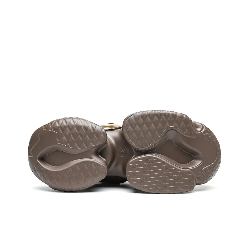 MVA Anti Slip Wear Resistant Breathable Impact Resistant Lightweight Warm Low Top Chunky Sneakers Unisex Brown-3