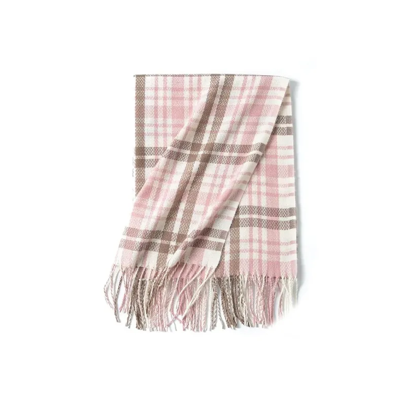 PISHUSHU Polyester Knit Scarves Unisex Pink-0