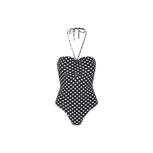SAINT LAURENT Dotted Bustier Swimsuit