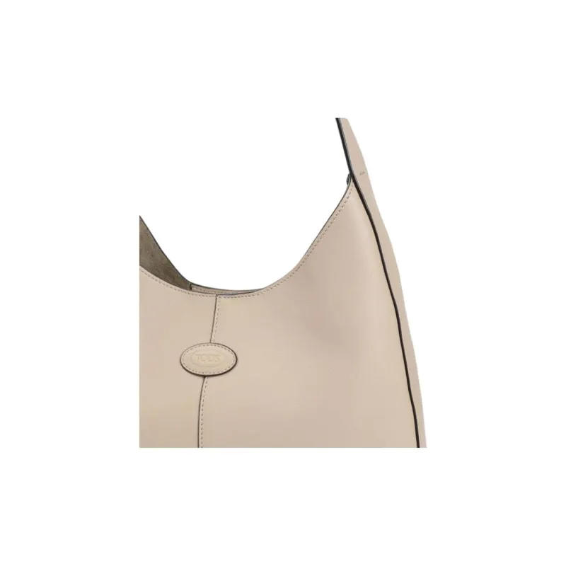 TOD'S DI Calfskin Handbag Shoulder Bag Small Size Women's Beige-2