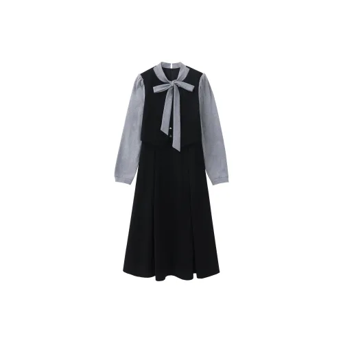 Alxnan Long-Sleeved Dresses Women's Black