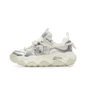 Champion Lava Cake Champ Lava Low Top Chunky Sneakers Women's Silver White/Milk White