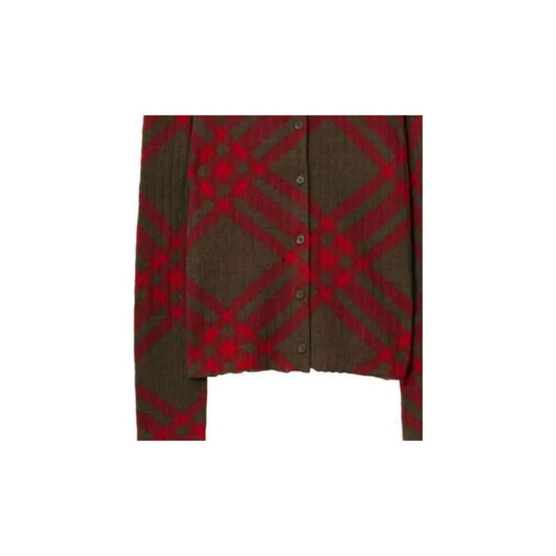 Burberry Checked Crewneck Button Up Cardigan-4