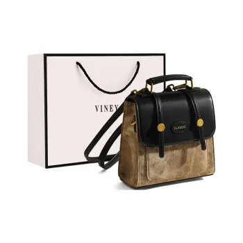 VINEY Synthetic Leather Shoulder Bag Crossbody Bag Backpack Regular Women's Khaki & Black