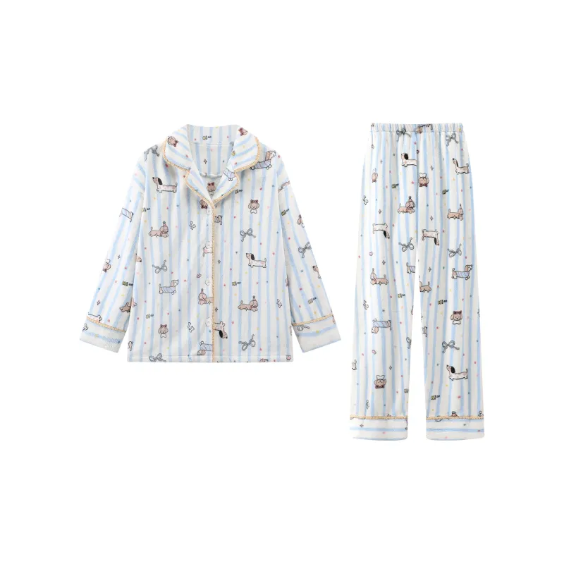 Gongdie Pajama Set Women's Blue-0