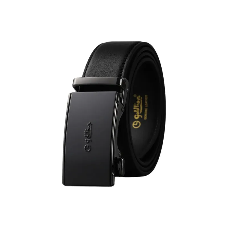 GOLDLION Top Grain Cow Leather Belts Men's Black 3.5cm-0
