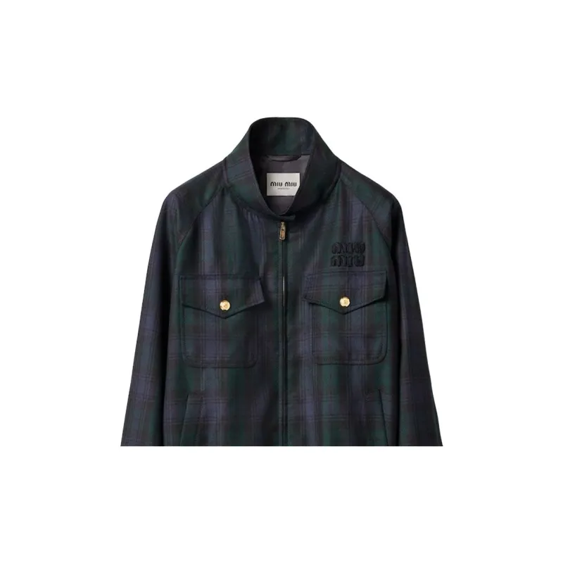 MIU MIU Zip Up Checked Jacket-5