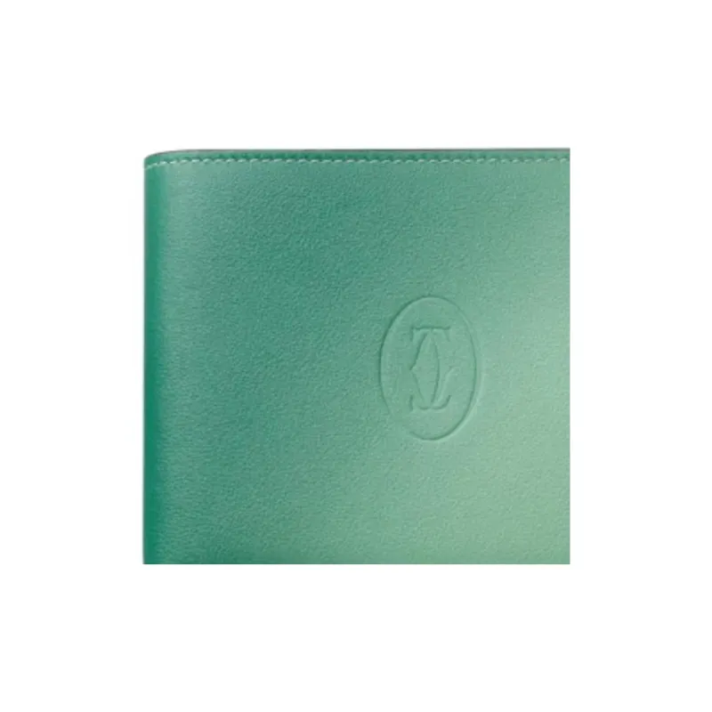 CARTIER Must De Cartier Calfskin Wallet Women's Gradient Leaf Green-3