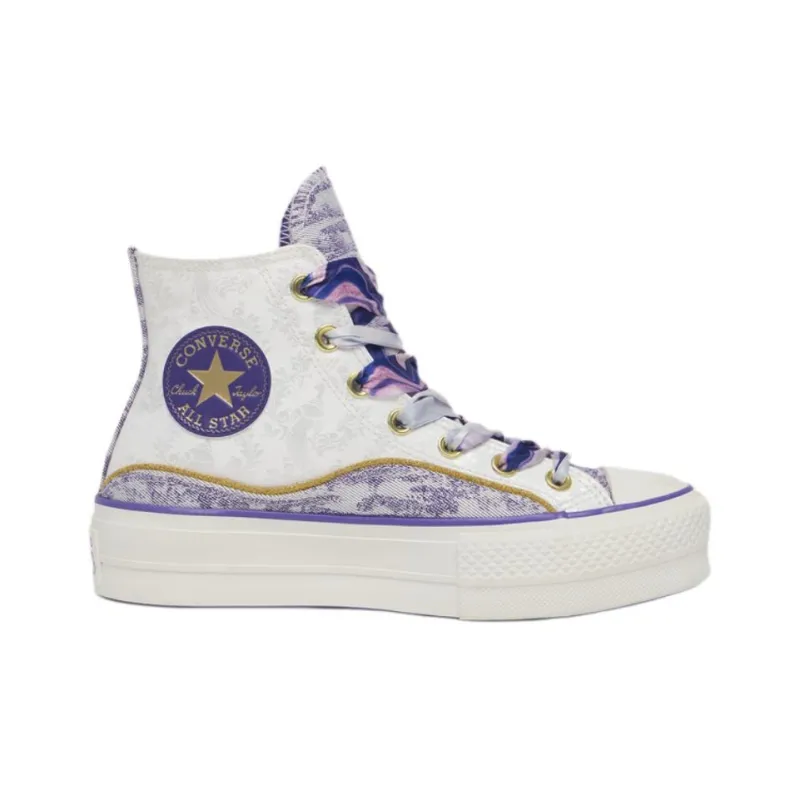 Converse All Star Lift Anti Slip Wear Resistant High Top Canvas Shoes Women's White Purple-1