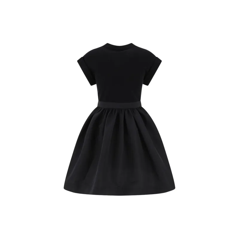 Alexander McQueen Hybrid Mini Dress In Black Short Sleeved Dress Women's Black-1