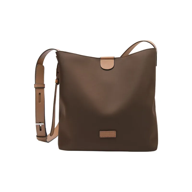 LEFF Nylon Bucket Bags Crossbody Bag Shoulder Bag Regular Women's Elephant Gray/Chestnut Brown-0