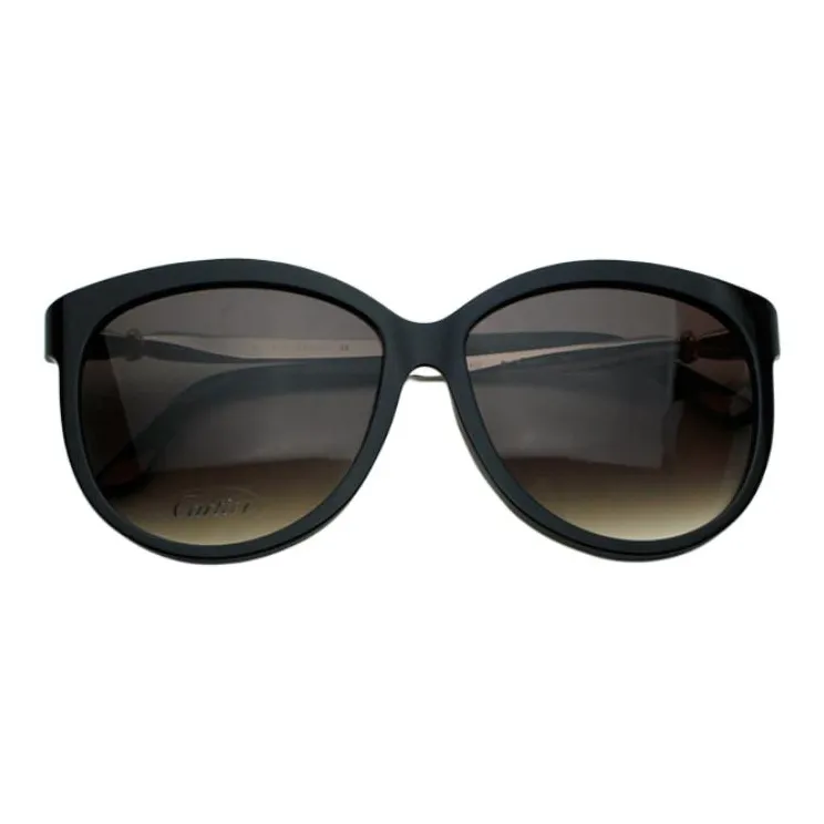 CARTIER Metal Horn Cat Eye Sunglasses Unisex Black-2