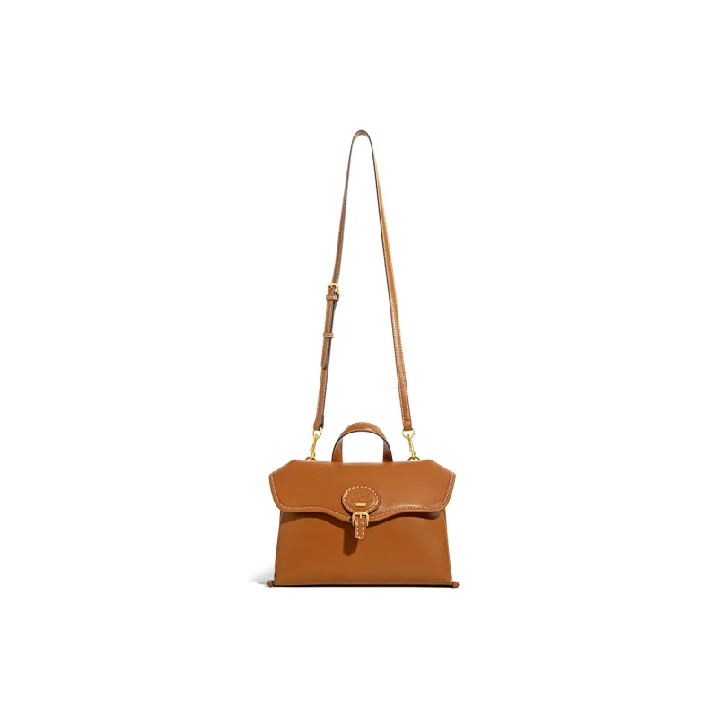 Cthulhu Cow Leather Commute Messenger Bag Elegant Women's Crossbody Handbag Medium Size Women's Brown-4