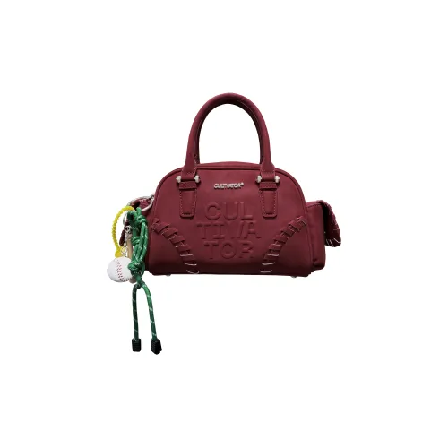 CULTIVATOR PU Boston Bag, Handbag, Crossbody Bag Small Size Unisex Red/Brown/Beige