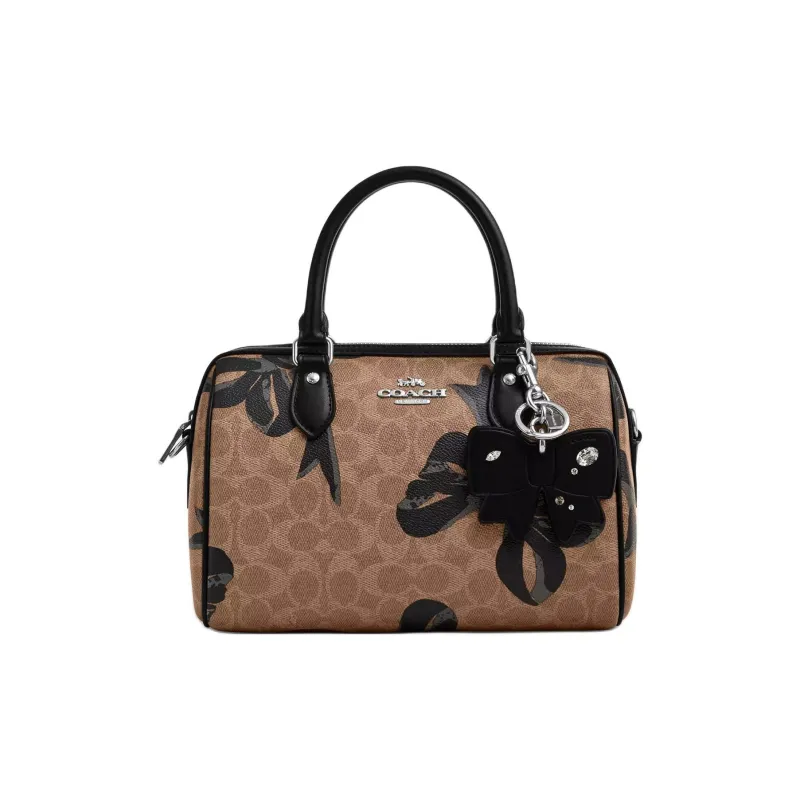 COACH Smooth Leather Bag Charm Bag Accessory Mini Women's Black-1