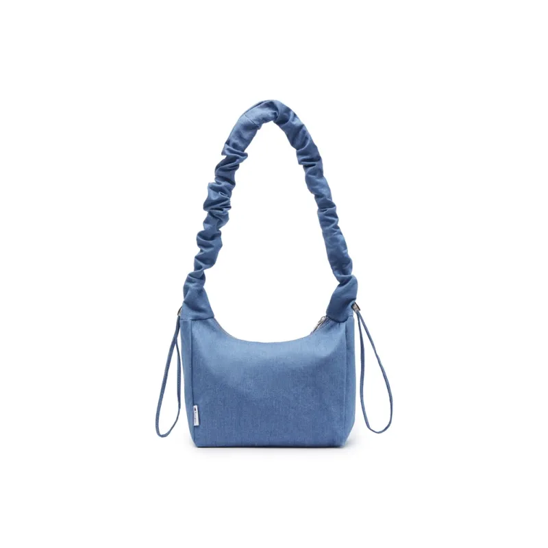 Champion Fabric Shoulder Bag Unisex Black/Milk White/Medium Blue Denim-7